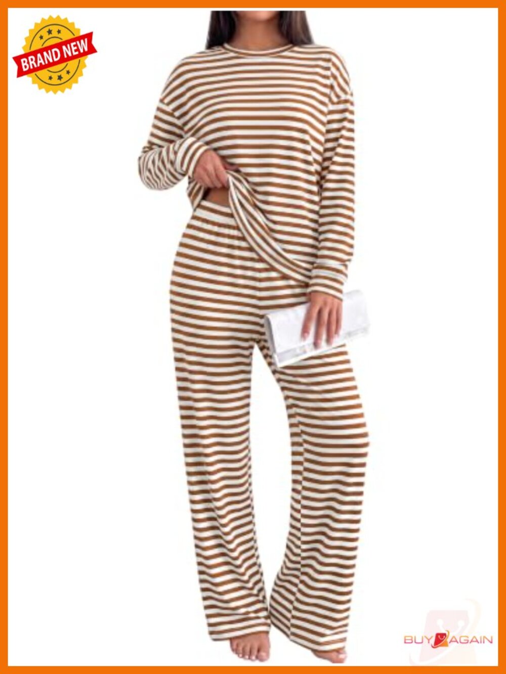 Striped Lounge Set Women 2 Piece Tracksuit Wide Leg Pants Relaxed Fit
